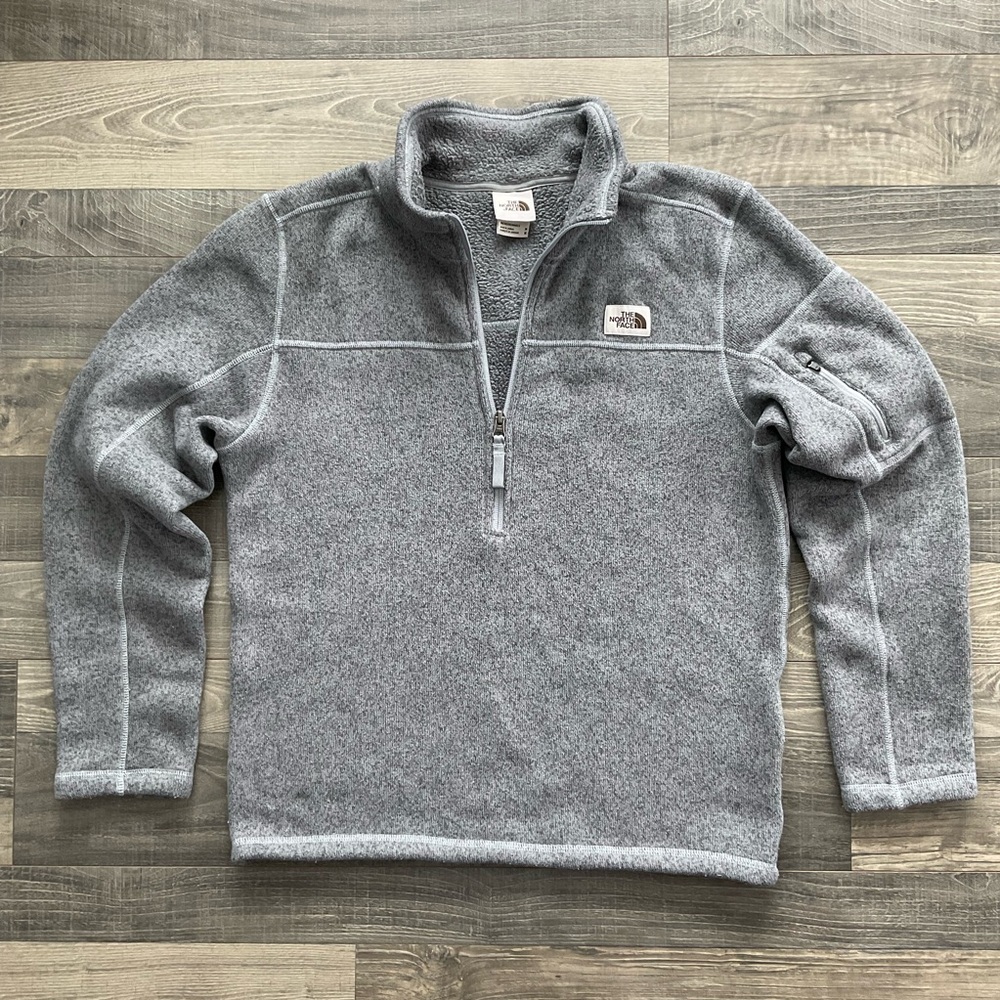 The North Face Gordon Lyons 1/4 Zip Jacket Men's MEDIUM Gray Sweater Fleece TNF